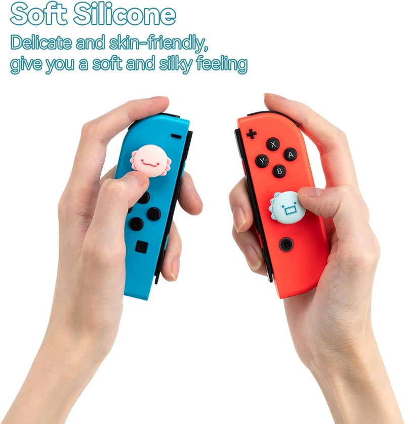 GEEKSHARE Cute Silicone Joy Con Thumb Grip Caps, Joystick Cover Compatible with Switch/OLED/Switch Lite,4PCS - Dinosaur & Axolotl - Image 3